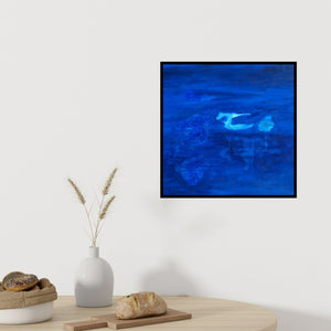 In-situ view of Prakash Bal Joshi's 'Abstraction 3 (Blue Contemplation)' painting in a room