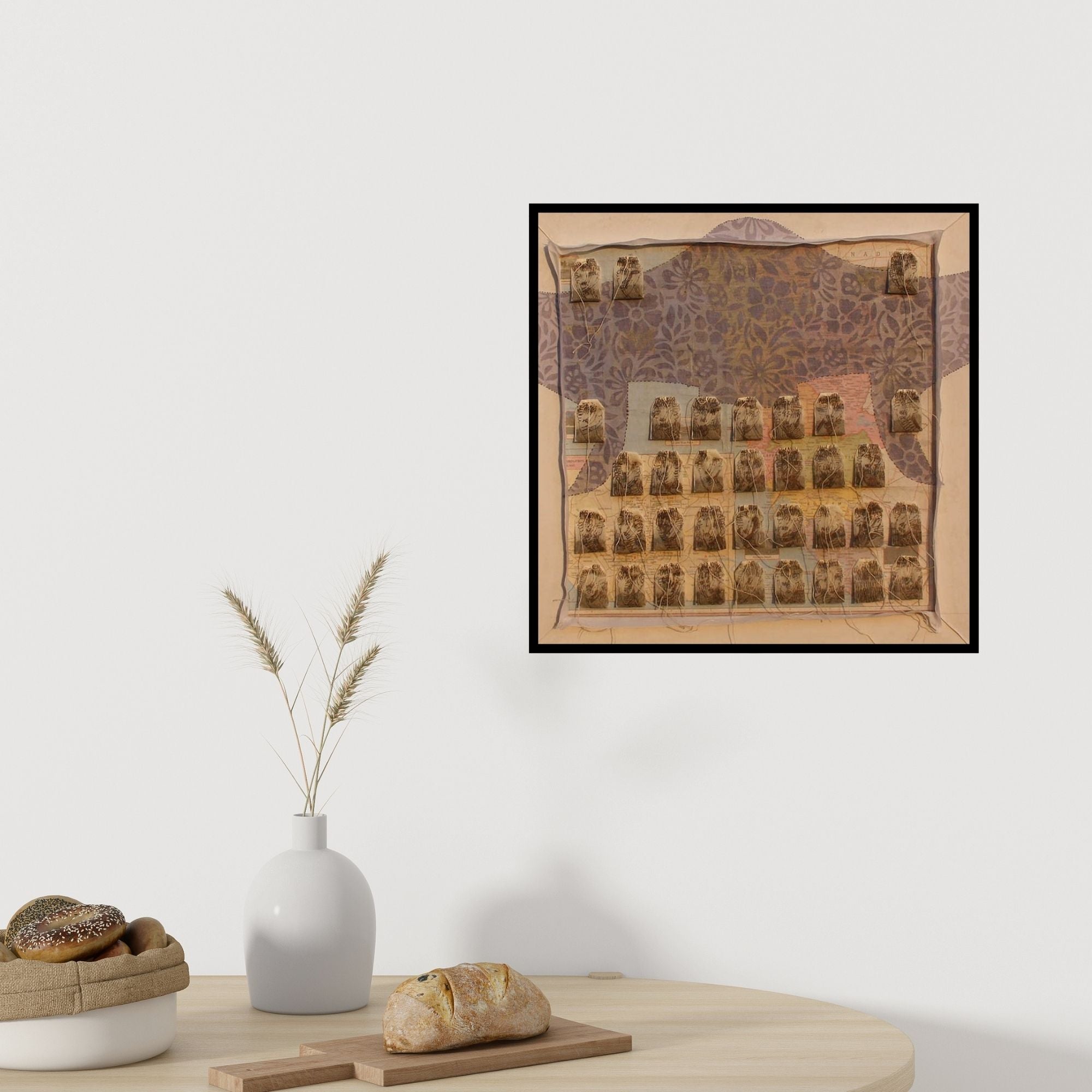 In-situ view of Jitendra Thorat's 'Addiction 1 (Global Tea)' painting in a room