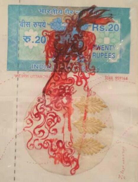 contemporary mixed media painting titled 'Addiction 10', 12x8 inches, by artist Jitendra Thorat on Canvas