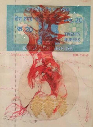 Addiction 11 by Jitendra Thorat, Original Mixed Media Contemporary Painting on Canvas, X-Small Vertical Wall Art