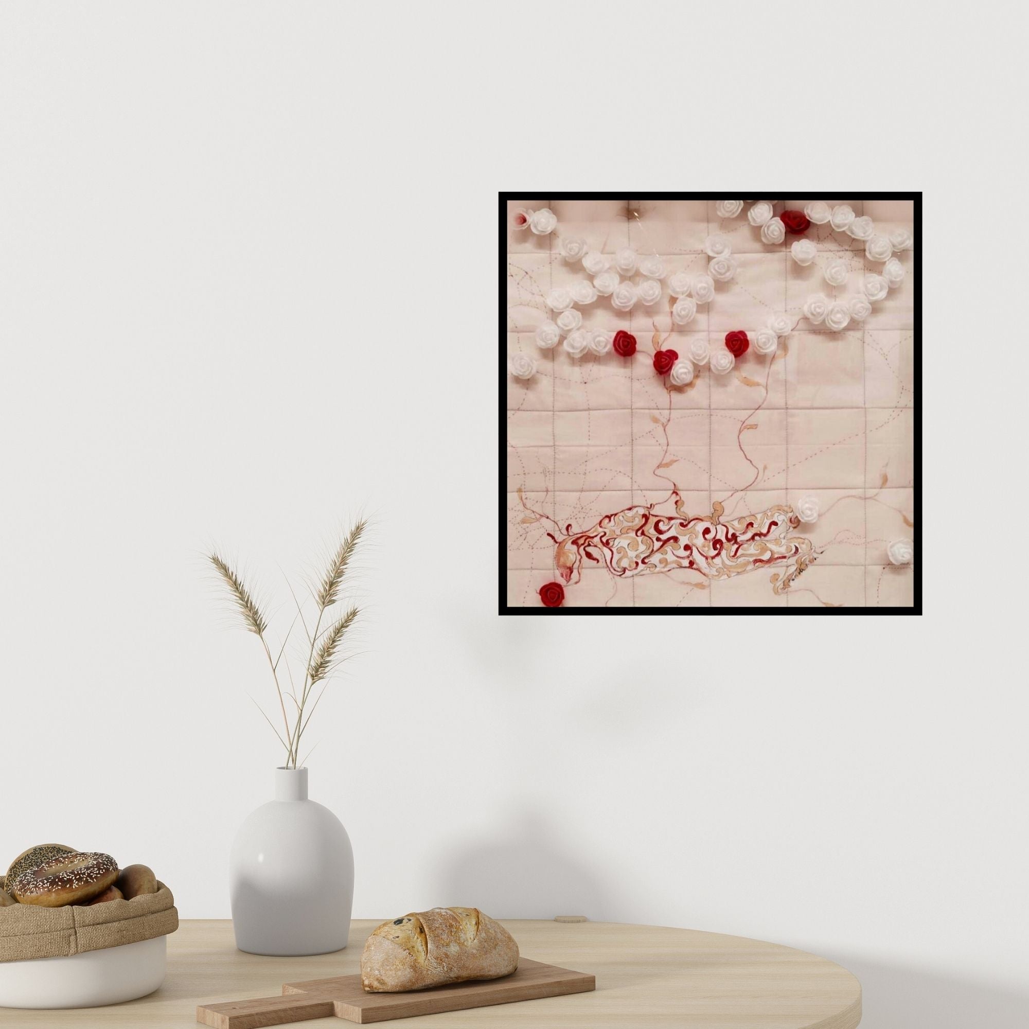 In-situ view of Jitendra Thorat's 'Addiction 8 (Bloom and Being)' painting in a room