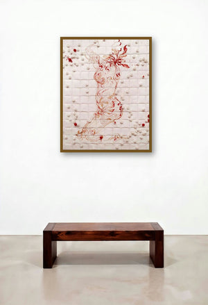 Addiction 9 (Whispers of Creation) by artist Jitendra Thorat displayed in a Japandi Lounge