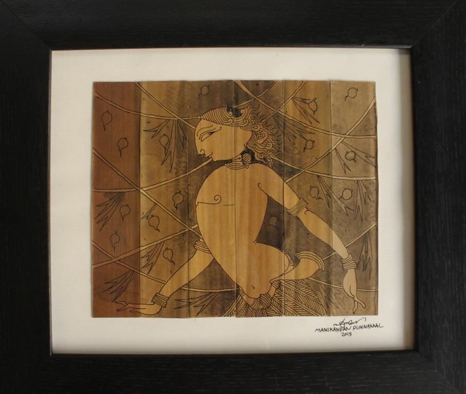 Figurative ink drawing titled 'Adhiratha', 29x36 inches, by artist Manikandan Punnakkal on Leaf