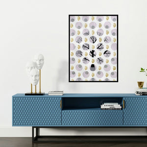 'Adhoor Vriksh (Cycles of Life)' painting by Sumit Mehndiratta shown on a wall in a furnished room.