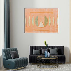 Dipa Das's 'Adi Dev (Cosmic Harmony**)' painting visualized above a sofa in a contemporary room.