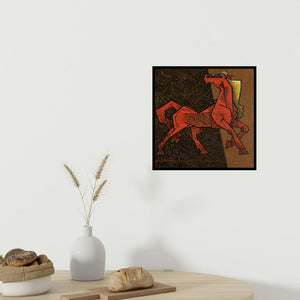 In-situ view of Dinkar Jadhav's 'Adolscent (Horse)' painting in a room