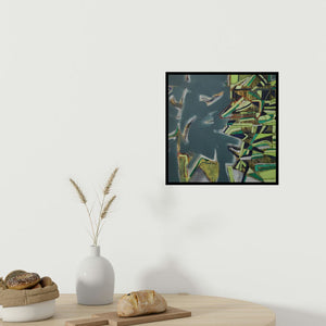 In-situ view of Sameer Dixit's 'Aerial View 1 (Emergence)' painting in a room