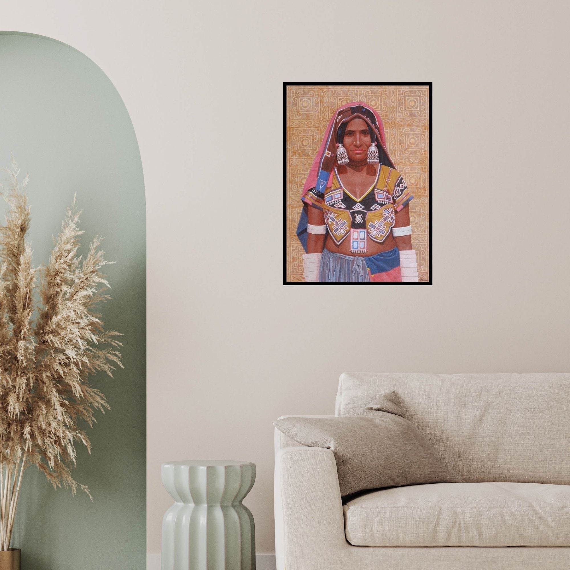 In-situ view of Gopal Nandurkar's 'Aesthetic Elements Of Life' painting in a room