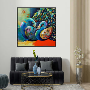 Sanjay Tandekar's 'Affection 14 (Union)' painting visualized above a sofa in a contemporary room.