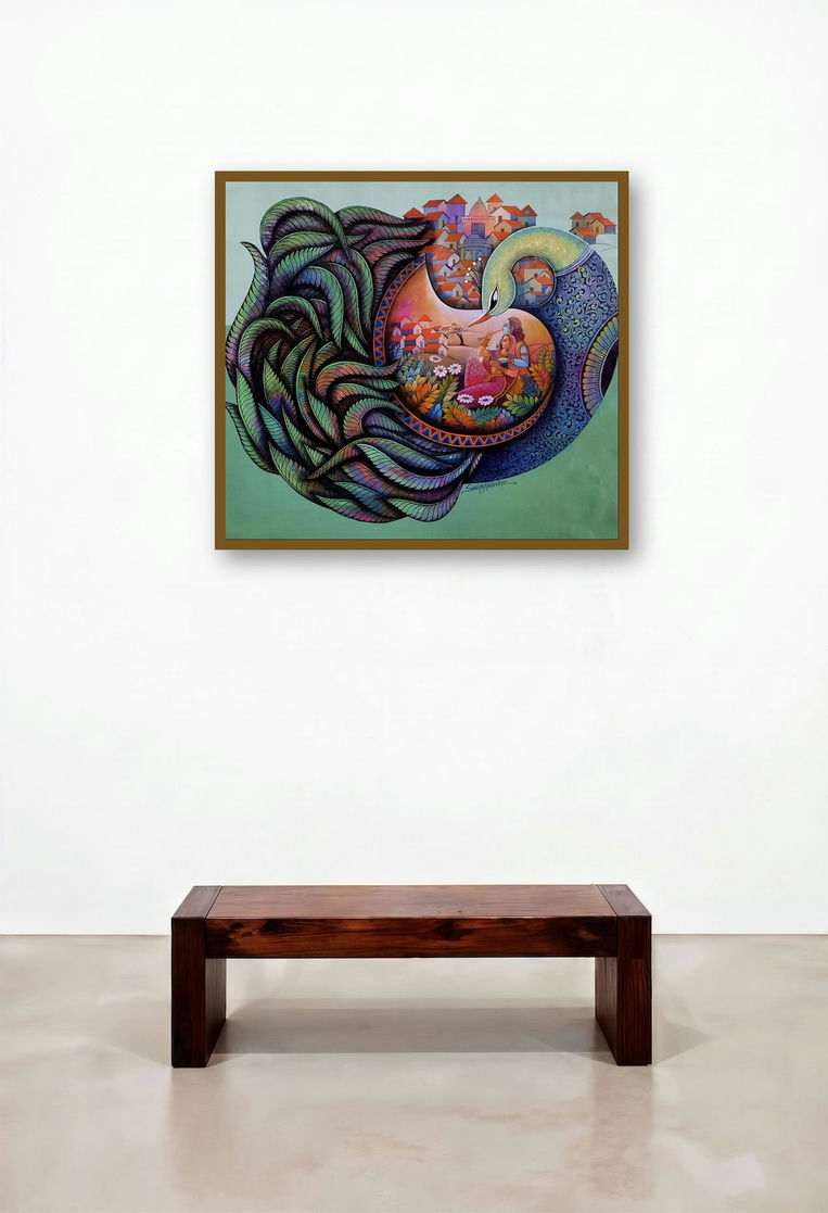 Affection 23 (Eternal Love) by artist Sanjay Tandekar displayed in a Urban Loft Bedroom