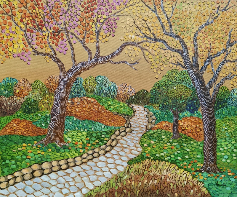 Affection' nature acrylic painting by artist Anumitra Basu Mandal, 20x24 inch, on canvas