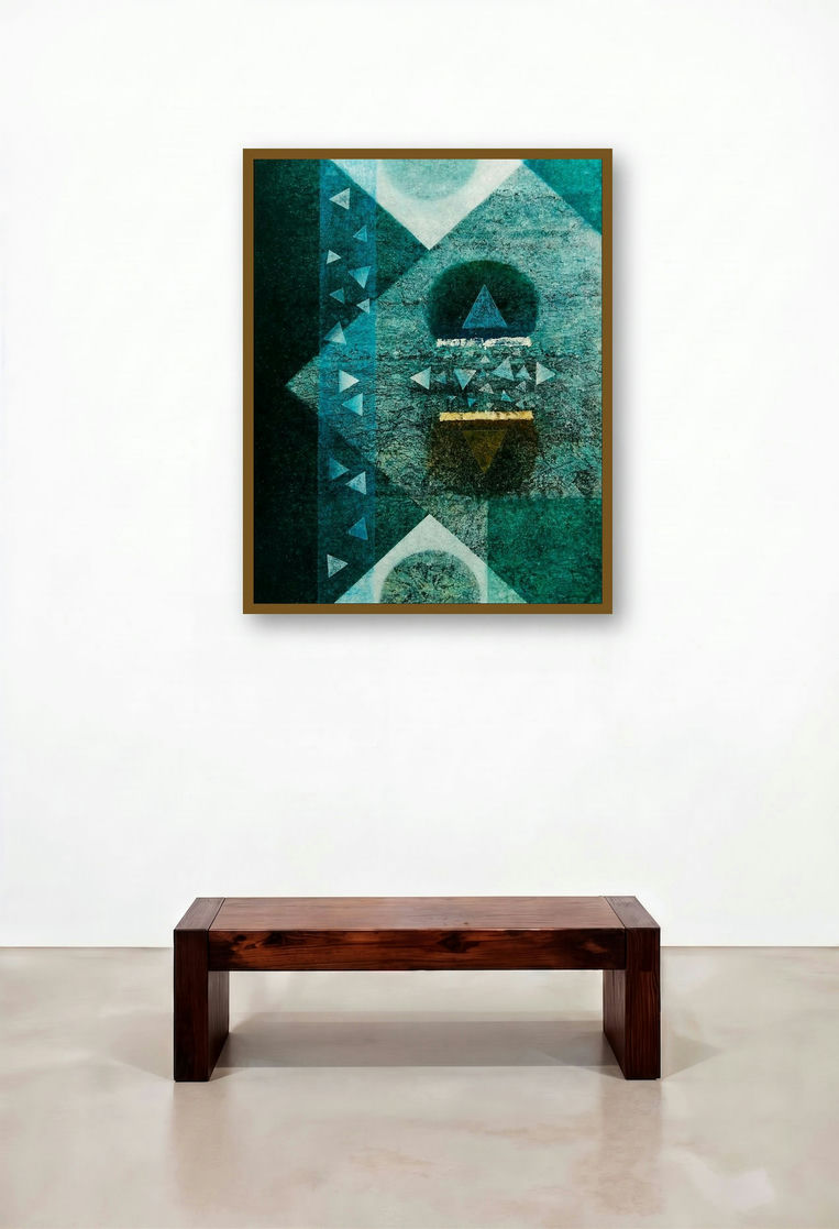 Affirmations (Interplay of Forms) by artist Ajay Meshram displayed in a Transitional Lounge