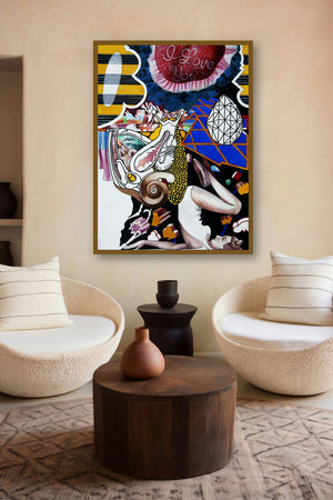Afloat (A Love Story Unfolds) by artist Joydip Sengupta displayed in a Indian Art gallery