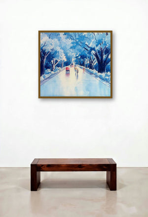 After A Rain (Sapphire Shimmers) by artist Rahul Salve displayed in a Designer Hotel Suite