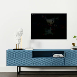 Preview of 'Afterrain' Painting by Manish Sharma shown on a wall in a furnished room.