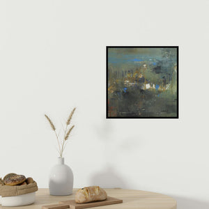 In-situ view of Ashwini Borse's 'Agyaat Green Two (Hidden Depths)' painting in a room