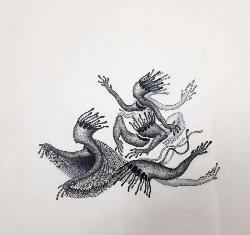 contemporary pencil drawing titled 'Air Journey', 13x13 inches, by artist Nitesh Panchal on Paper