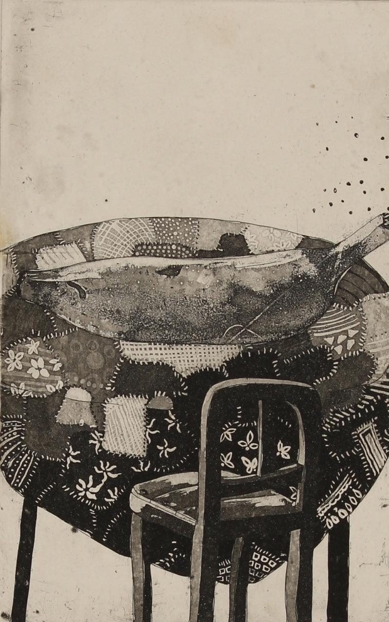 contemporary printmaking titled 'Akela', 9x6 inches, by artist Milind Atkale on Paper