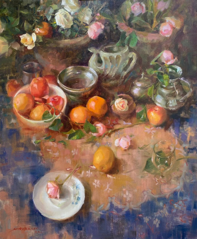 'Akhlaq 3' still-life oil painting by artist Shadab Kazi, 36x30 inch, on canvas