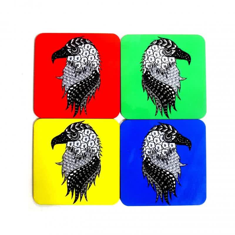 Lifestyle craft titled 'Albert Coasters', 4x4 inches, by artist Rithika Kumar on MDF Wood