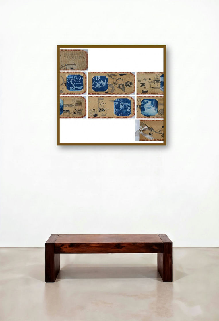 Albume 21 (Windows to the Past) by artist Debaroti Seth displayed in a Eclectic Home Office