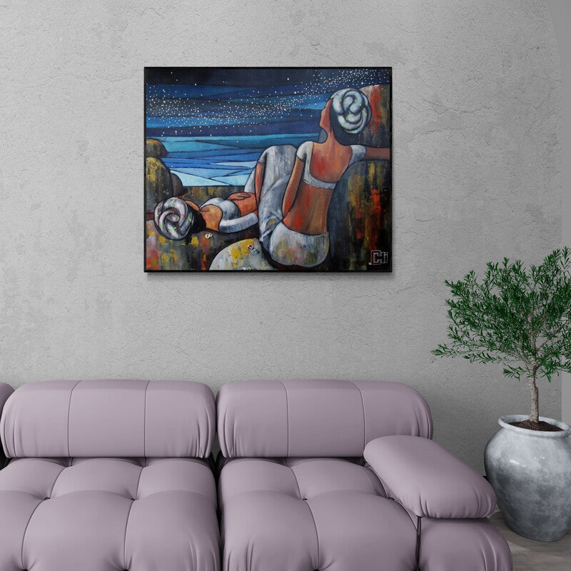 In-situ view of Suruchi Jamkar's 'Alive 1' painting in a room