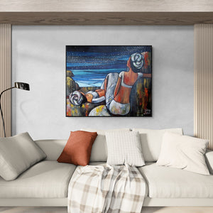 Preview of 'Alive 1' Painting by Suruchi Jamkar shown on a wall in a furnished room.