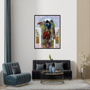 Preview of 'All Time Beauty 2 (Morning Ritual**)' Painting by Ramchandra Kharatmal shown on a wall in a furnished room.