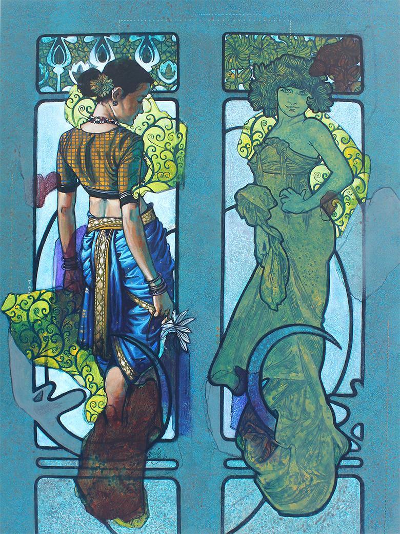 Figurative acrylic painting titled 'All Time Beauty', 48x36 inches, by artist Ramchandra Kharatmal on Canvas