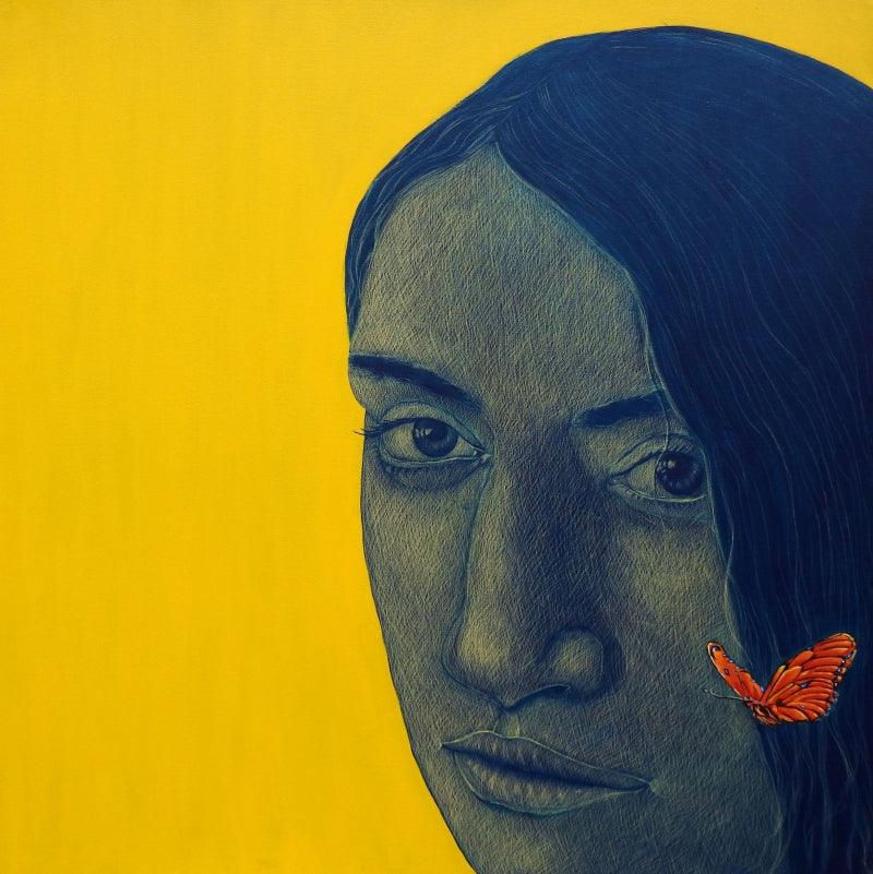 Figurative acrylic-oil painting titled 'Alluring', 30x30 inch, by artist Deepali S on Canvas