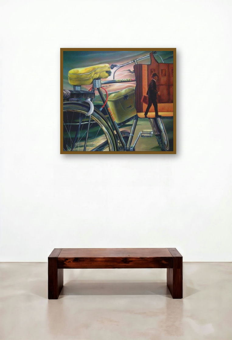Alternate Transport by artist Ajinkya Patil displayed in a Mid-Century Modern Dining Room
