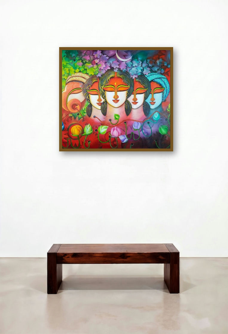 Amar Durga 3 (Faces of the Divine Feminine) (Divine Feminine Trinity) by artist Susmita Mandal displayed in a Boutique Hotel Style Penthouse
