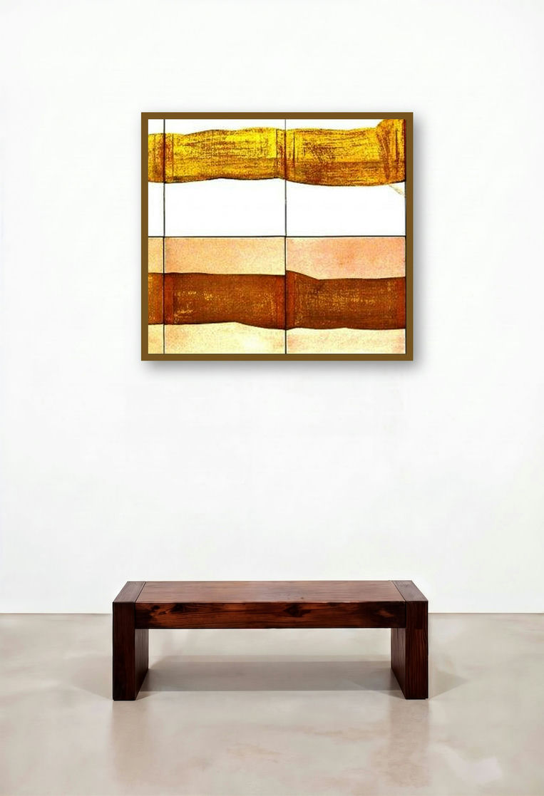 Amay 5 (Golden Echoes) by artist Anil Chaudhari displayed in a Coastal Home Office