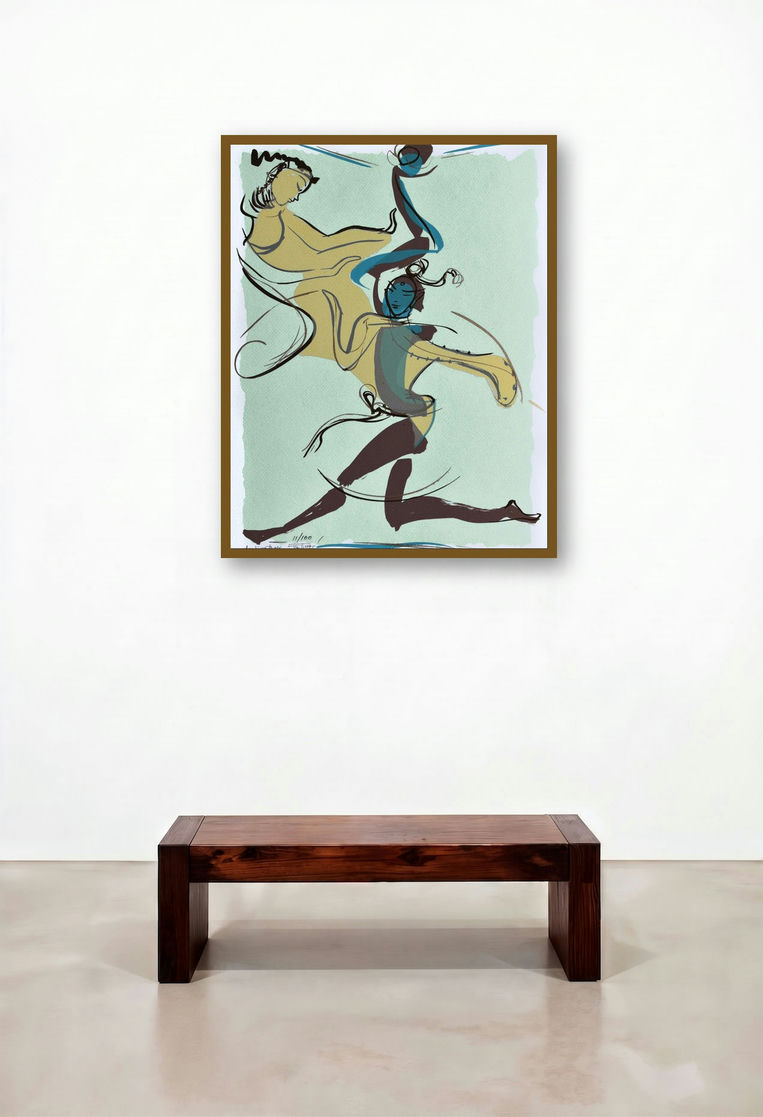 Ambikanthaya (The Eternal Dance) by artist Jatin Das displayed in a Eclectic Home Office