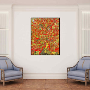 In-situ view of Harinath N's 'Animals Under The Tree (The Sacred Grove)' painting in a room