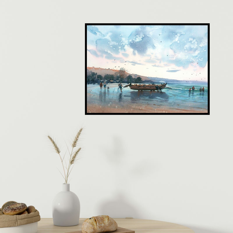 In-situ view of Nanasaheb Yeole's 'Anjarle' painting in a room