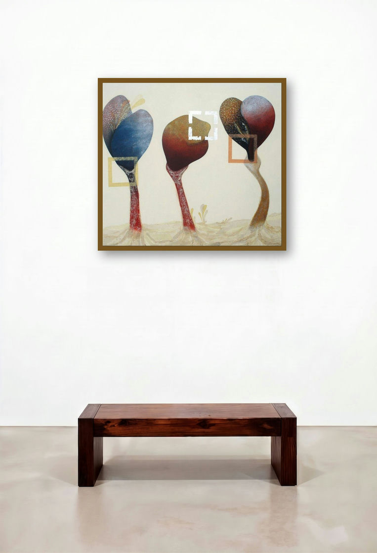 Ankuran 1 (Budding Hope) by artist Uday Goswami displayed in a Boutique Hotel Style Study