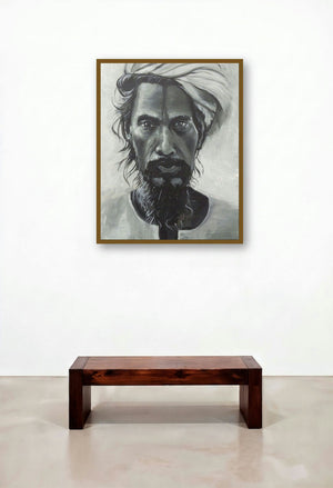 Antique Man by artist Rajesh Gawhale displayed in a Urban Loft Living Room