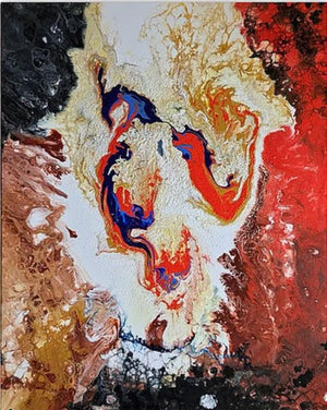 Abstract acrylic painting titled 'Anwansi', 30x24 inches, by artist Kartikey Sharma on Canvas