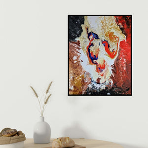 Kartikey Sharma's 'Anwansi' painting visualized above a sofa in a contemporary room.