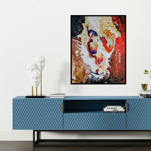 'Anwansi' painting by Kartikey Sharma shown on a wall in a furnished room.
