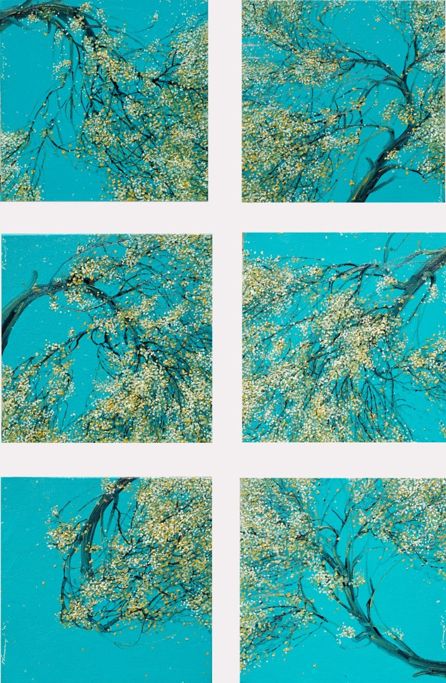 'April Breeze' nature oil painting by artist Pardeep Singh, 12x12 inch, on canvas