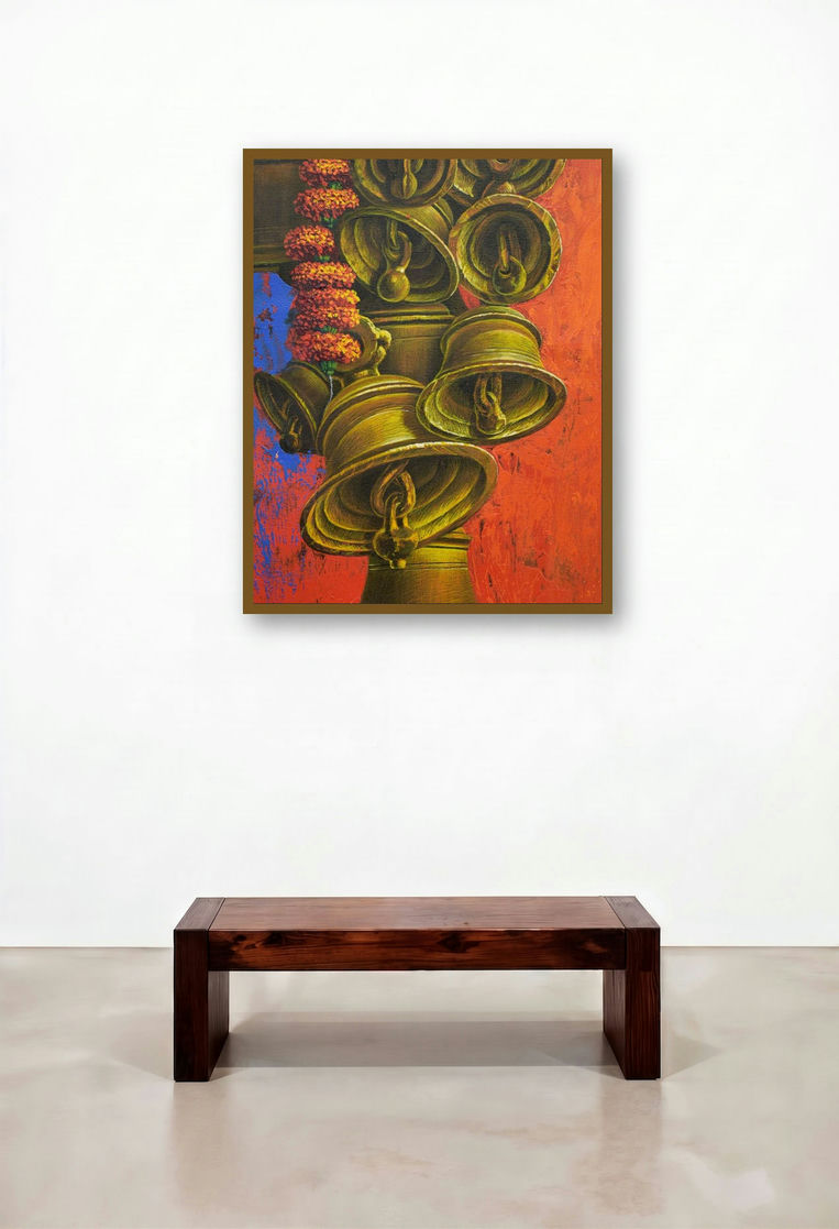 Aradhana 58 (Sacred Resonance) by artist Anil Kumar Yadav displayed in a Luxury Hotel Lobby