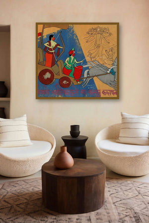 Arjuna In The Batte Field (The Charioteer and the Warrior) by artist Chetan Katigar displayed in a Boutique gallery