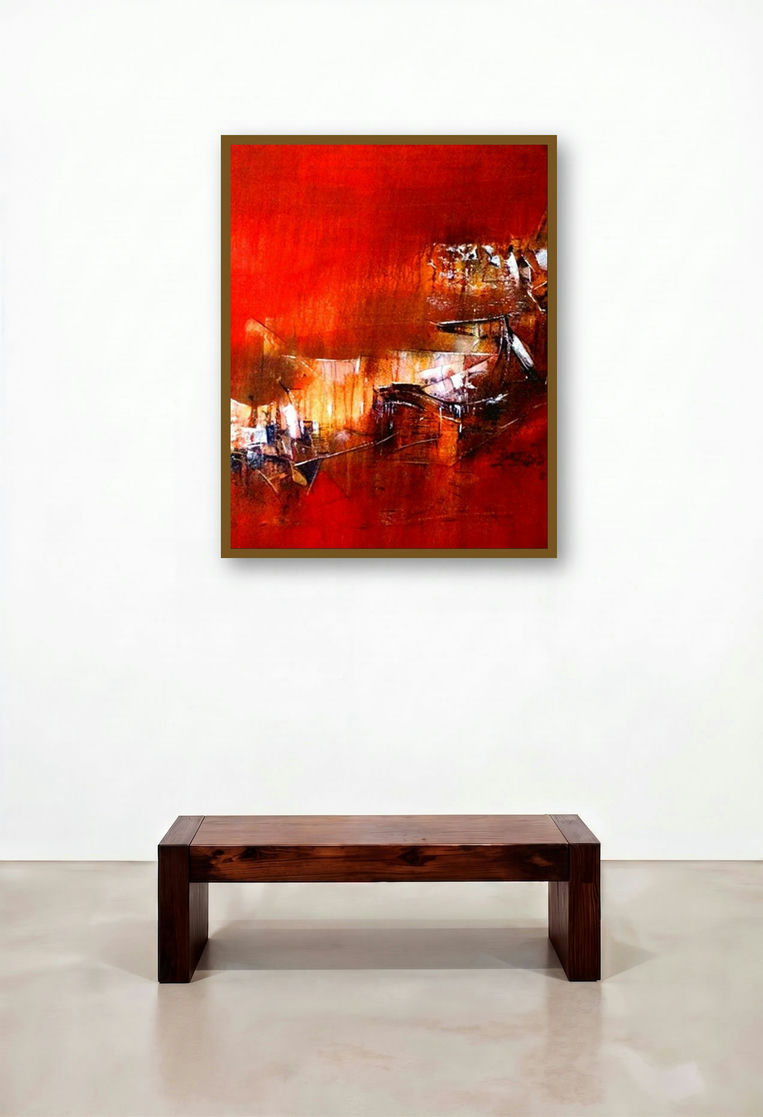 Art Gallery Img Red 20X20 4 02 (Abstract Cityscape in Red)