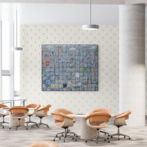 In-situ view of Saurab Bhardwaj's 'Ascent (Urban Decay)' painting in a room