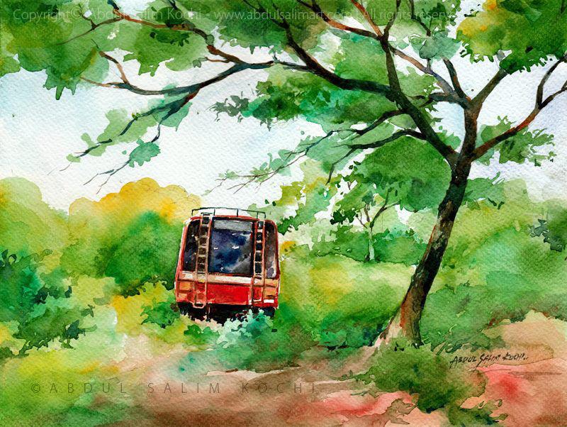 Landscape watercolor painting titled 'At Rest 2', 9x12 inches, by artist Abdul Salim on Paper