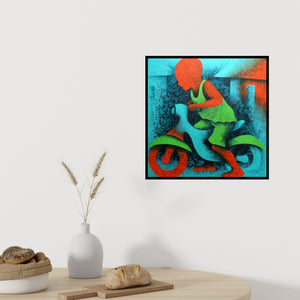 In-situ view of Lakhan Singh Jat's 'Athkheliyan 22' painting in a room