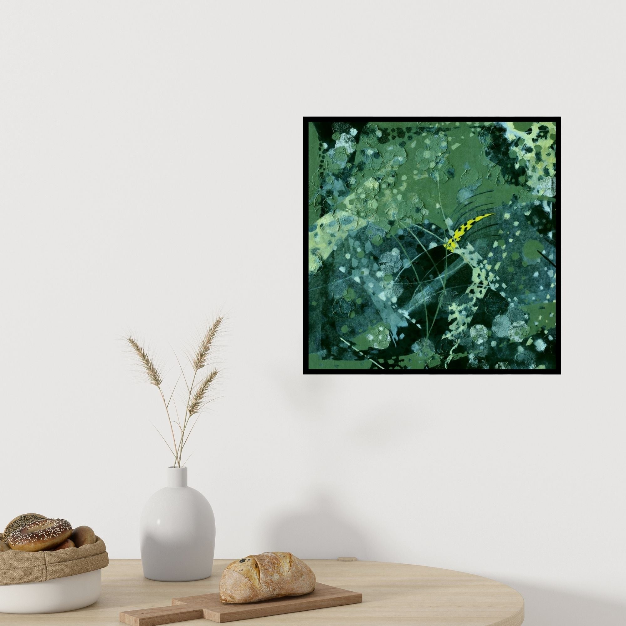 In-situ view of Asif Sharief Shaikh's 'Atmkhoj 9' painting in a room