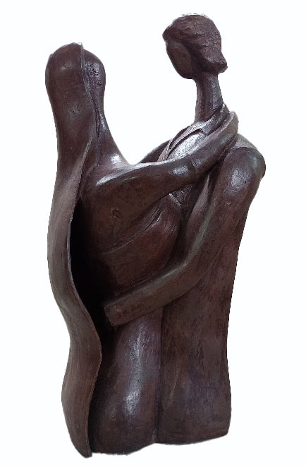 Attachment' figurative Bronze sculpture by artist Roy Chandan, 17x7 inch, on bronze